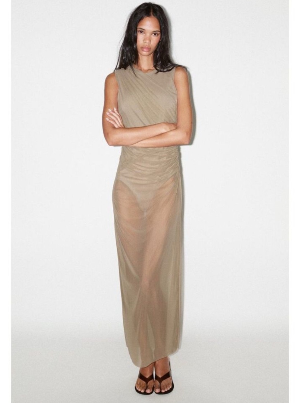 NWT ZARA TULLE MIDI BODYCON DRESS